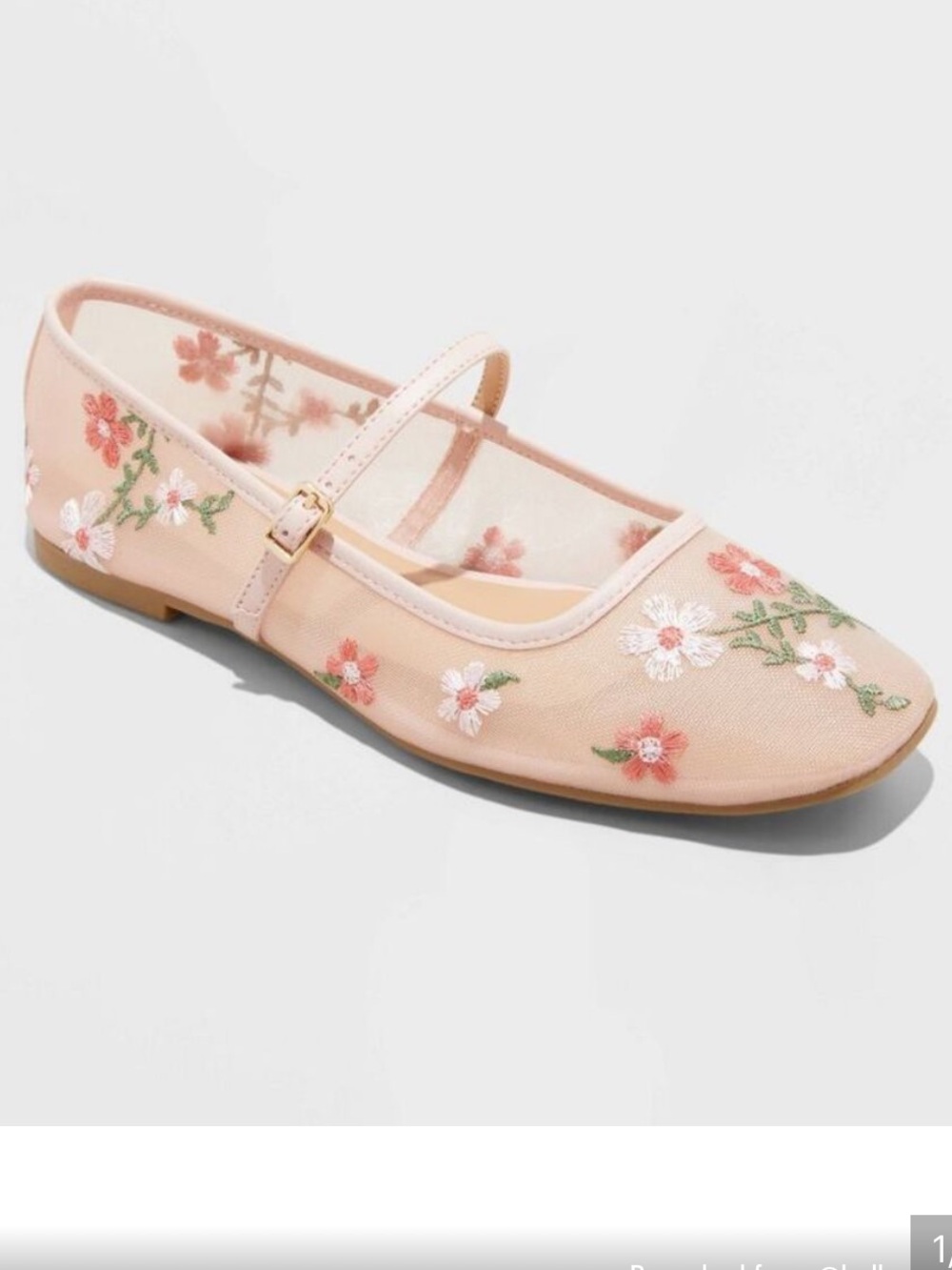 Wild Fable Elsa Mary Jane Mesh Ballet Flat - Floral Pink